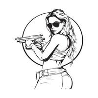 Gun Hand Pose image isolated on white background. vector