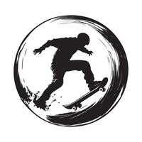 Flying Skateboarder Silhouette Doing Style, Action, Active, vector