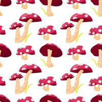 Seamless pattern of mushrooms with white background vector