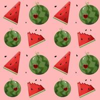 Seamless pattern of water melon with pink background vector