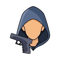 illustration of hacker with gun vector