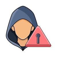 illustration of hacker warning vector