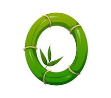 Jungle bamboo branch font, typeset letter O vector