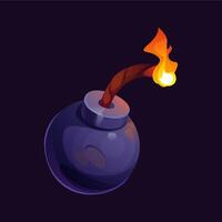 Cartoon bomb with a lit fuse and sparks glow vector
