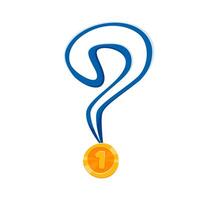 Cartoon question mark as a medal with number one vector