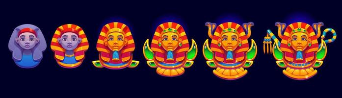 Egypt pharaoh game rating badge, level progress vector