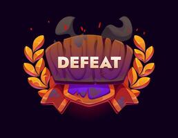 Defeat game frame icon and UI asset for level fail vector