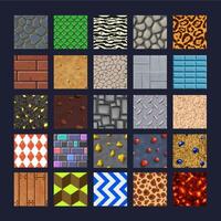 8 bit pixel art game tiles, seamless patterns set vector