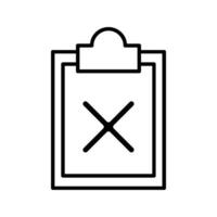 Clipboard Icon. Clipboard Illustration With Cross Mark. False Report. vector