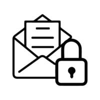 Envelope Icon. Illustration of a Letter Containing an Open Document Paper. Open Envelope With Lock Symbol. Locked Letter. vector