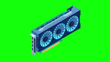 Isometric graphic card animation. card isometric. Computer hardware components. GPU graphic card 4K animation. video