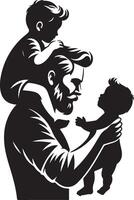 silhouette of a man with a baby on his shoulders vector