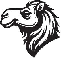 a camel head with a long mane on a white background vector