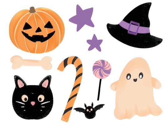 Halloween collection with hand drawn elements