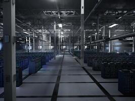 AI powered server room delivering automation capabilities and real time computations. Data center supercomputers managing large data transfers and model storage, 3D rendering photo