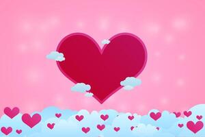 Valentine's day background with hearts and clouds vector