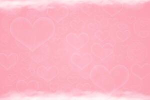A pink background with hearts and clouds vector