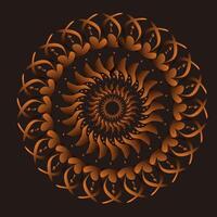Mandala Abstract Design with Golden Orange Symmetrical Pattern on BlackBackground. vector