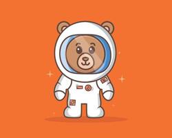 Cute Cartoon Astronaut Bear Character in Spacesuit vector