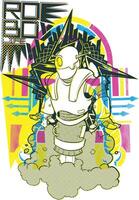 A bold robo life tshirt design featuring a sleek futuristic robot in cyberpunk style. Perfect for tech enthusiasts, gamers, and sci-fi lovers. vector