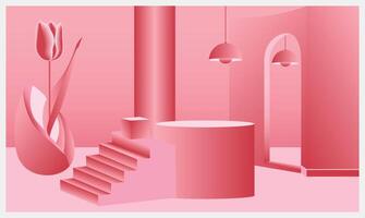 Modern 3D Podium Display with Greenery for Trendy Product Highlight Templates Perfect for ads, banners, posters, and brand visuals with a fresh, creative twist vector