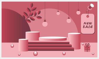 Stage image concept plants elements, highlight product sales excellent for social media ads, posters, banner and branding presentation templates vector