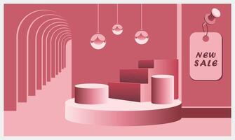 3D Podium with lush plants for modern product ads, posters branding use ideal for standout presentations, labels, and digital marketing content vector