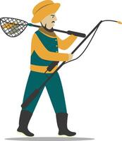 Professional Fisherman Character with Flat Design vector