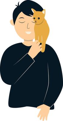 Man Holding Cat Illustration