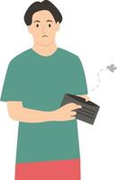 Poor Man Holding Empty Wallet vector