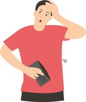 Poor Man Holding Empty Wallet. vector