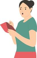 Poor Woman Holding Empty Wallet in Flat Design vector