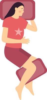 Girl Sleeping Position Character in Flat Design