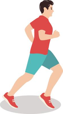 Young Man Running Marathon Illustration Isolated on White Background