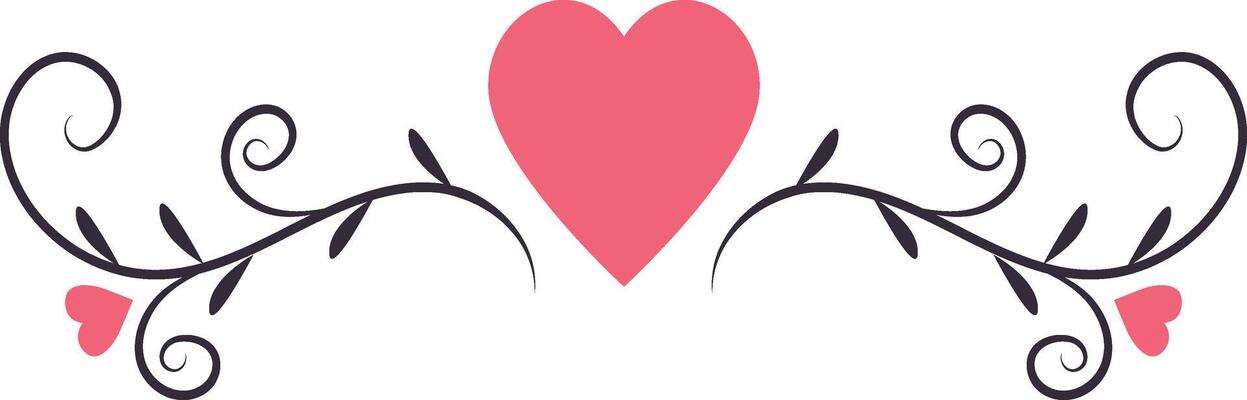 Valentine's Day Divider Element on White Background.