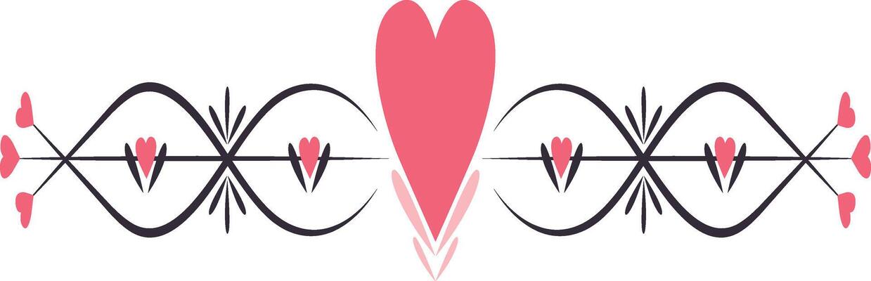 Valentine's Day Divider Element. Isolated on White Background.