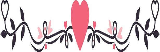 Valentine's Day Divider Element, Isolated on White Background. vector
