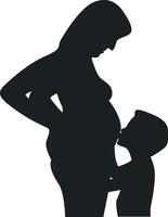 Pregnant Girl Silhouette with Simple Design vector