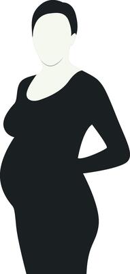 Pregnant Girl Silhouette with Simple Shape.