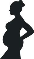 Pregnant Girl Silhouette with Simple Shape, vector