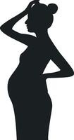 Pregnant Girl Silhouette with Simple Shape. Isolated on White Background, vector