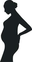 Pregnant Girl Silhouette with Simple Shape, Isolated on White Background vector