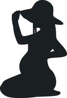 Pregnant Girl Silhouette in Simple Shape, Isolated on White Background. vector