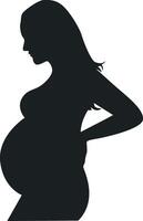 Pregnant Girl Silhouette in Simple Shape, Isolated on White Background vector
