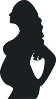 Pregnant Girl Silhouette in Simple Shape, Isolated on White Background, vector