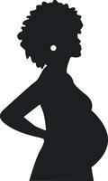 Pregnant Girl Silhouette in Simple Shape. Isolated on White Background vector