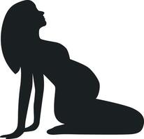 Pregnant Girl Silhouette in Simple Shape. Isolated on White Background. vector