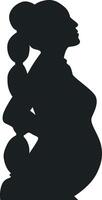 Pregnant Girl Silhouette in Simple Shape. Isolated on White Background, vector