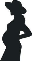 Pregnant Girl Silhouette in Simple Design, Isolated on White Background vector