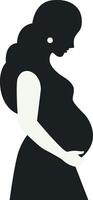 Pregnant Girl Silhouette in Simple Design, Isolated on White Background. vector